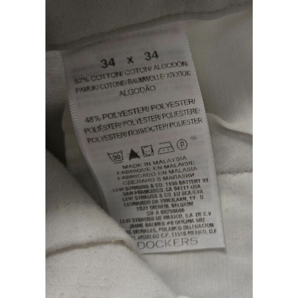 Dockers Pants Men 34x34  Tan D4 Relaxed Fit Flat Front Stretch Khakis‎ - Picture 3 of 6